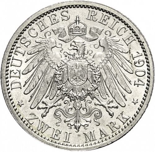 2 Mark Reverse Image minted in GERMANY in 1904 (1871-18 - Empire HESSE-DARMSTATDT)  - The Coin Database
