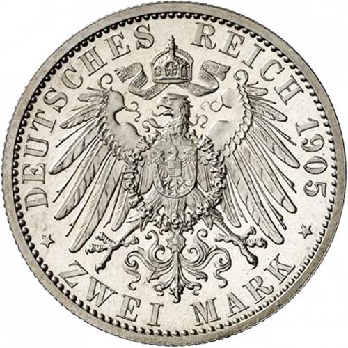 2 Mark Reverse Image minted in GERMANY in 1905A (1871-18 - Empire MECKLENBURG-STRELITZ)  - The Coin Database