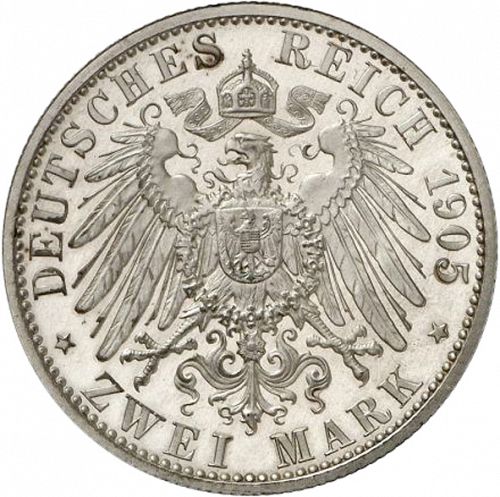 2 Mark Reverse Image minted in GERMANY in 1905A (1871-18 - Empire PRUSSIA)  - The Coin Database