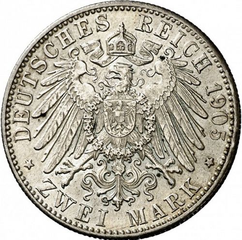 2 Mark Reverse Image minted in GERMANY in 1905D (1871-18 - Empire BAVARIA)  - The Coin Database