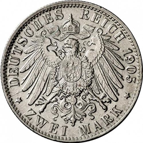 2 Mark Reverse Image minted in GERMANY in 1905J (1871-18 - Empire HAMBURG)  - The Coin Database