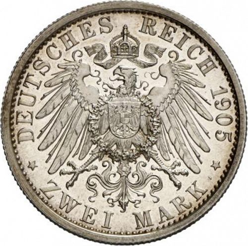 2 Mark Reverse Image minted in GERMANY in 1905 (1871-18 - Empire SCHWARZBURG-SONDERSHAUSEN)  - The Coin Database