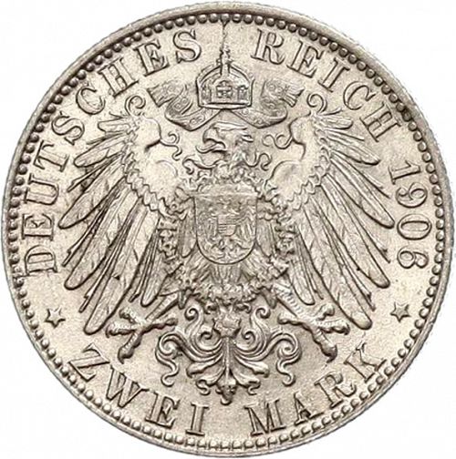 2 Mark Reverse Image minted in GERMANY in 1906J (1871-18 - Empire HAMBURG)  - The Coin Database