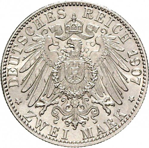 2 Mark Reverse Image minted in GERMANY in 1907G (1871-18 - Empire BADEN)  - The Coin Database