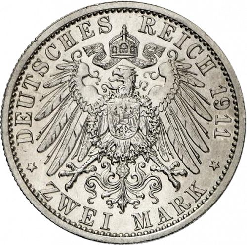 2 Mark Reverse Image minted in GERMANY in 1911A (1871-18 - Empire SAXE-COBURG-GOTHA)  - The Coin Database