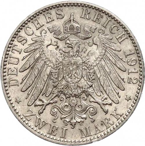 2 Mark Reverse Image minted in GERMANY in 1912J (1871-18 - Empire HAMBURG)  - The Coin Database