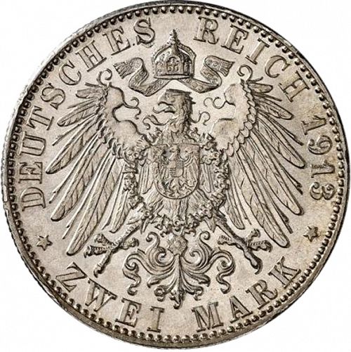 2 Mark Reverse Image minted in GERMANY in 1913G (1871-18 - Empire BADEN)  - The Coin Database