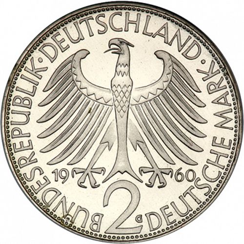 2 Mark Obverse Image minted in GERMANY in 1960G (1949-01 - Federal Republic)  - The Coin Database