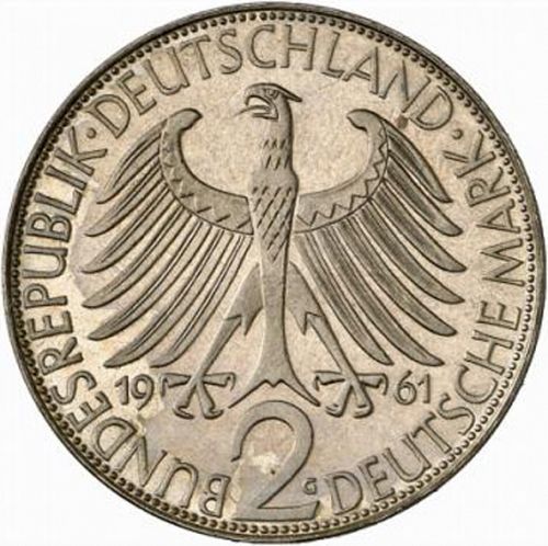 2 Mark Obverse Image minted in GERMANY in 1961G (1949-01 - Federal Republic)  - The Coin Database