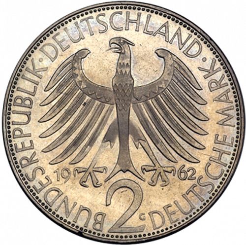 2 Mark Obverse Image minted in GERMANY in 1962G (1949-01 - Federal Republic)  - The Coin Database