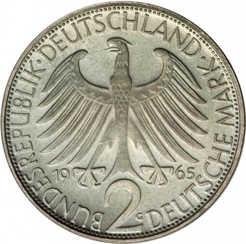 2 Mark Obverse Image minted in GERMANY in 1965G (1949-01 - Federal Republic)  - The Coin Database