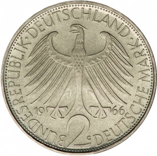 2 Mark Obverse Image minted in GERMANY in 1966G (1949-01 - Federal Republic)  - The Coin Database