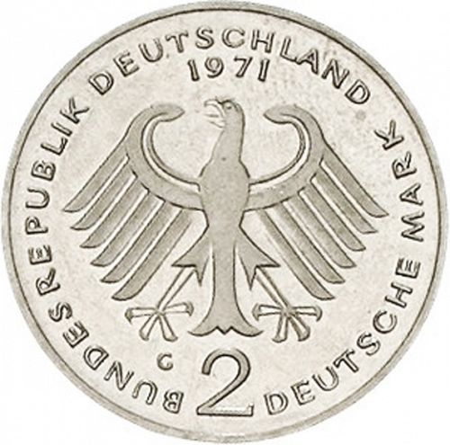 2 Mark Obverse Image minted in GERMANY in 1971G (1949-01 - Federal Republic)  - The Coin Database