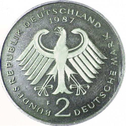 2 Mark Obverse Image minted in GERMANY in 1987F (1949-01 - Federal Republic)  - The Coin Database