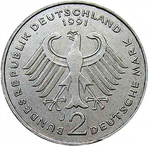 2 Mark Obverse Image minted in GERMANY in 1991J (1949-01 - Federal Republic)  - The Coin Database