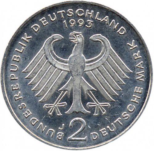 2 Mark Obverse Image minted in GERMANY in 1993J (1949-01 - Federal Republic)  - The Coin Database