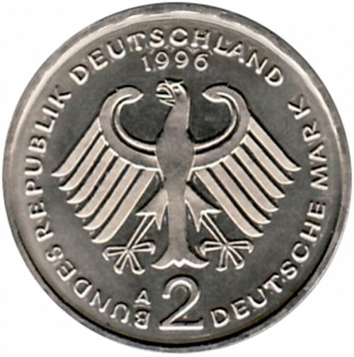 2 Mark Obverse Image minted in GERMANY in 1996A (1949-01 - Federal Republic)  - The Coin Database