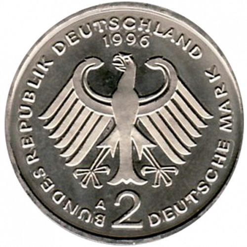 2 Mark Obverse Image minted in GERMANY in 1996A (1949-01 - Federal Republic)  - The Coin Database