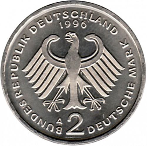 2 Mark Obverse Image minted in GERMANY in 1997A (1949-01 - Federal Republic)  - The Coin Database