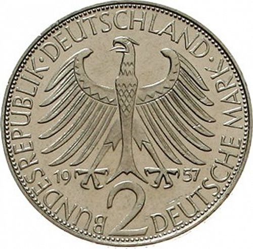 2 Mark Reverse Image minted in GERMANY in 1957F (1949-01 - Federal Republic)  - The Coin Database