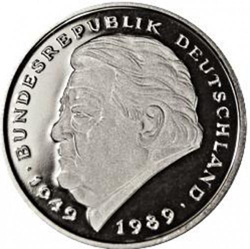 2 Mark Reverse Image minted in GERMANY in 1989J (1949-01 - Federal Republic)  - The Coin Database
