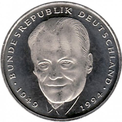 2 Mark Reverse Image minted in GERMANY in 1994A (1949-01 - Federal Republic)  - The Coin Database