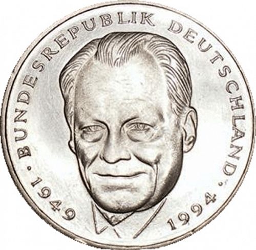 2 Mark Reverse Image minted in GERMANY in 1994D (1949-01 - Federal Republic)  - The Coin Database