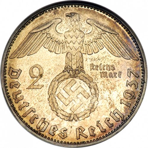 2 Reichsmark Obverse Image minted in GERMANY in 1937A (1933-45 - Thrid Reich)  - The Coin Database