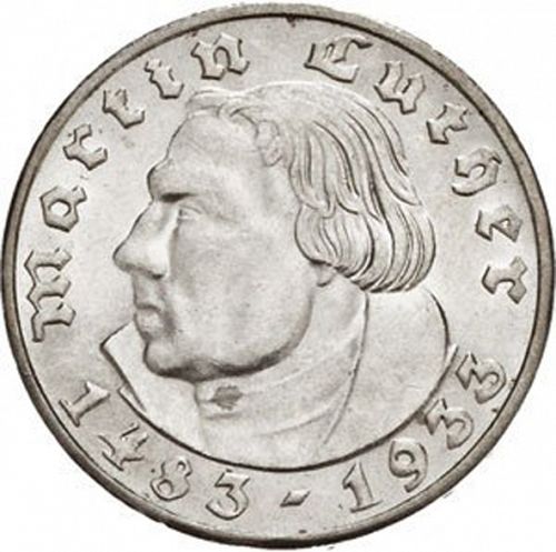 2 Reichsmark Reverse Image minted in GERMANY in 1933A (1933-45 - Thrid Reich)  - The Coin Database