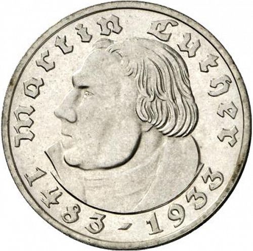 2 Reichsmark Reverse Image minted in GERMANY in 1933D (1933-45 - Thrid Reich)  - The Coin Database