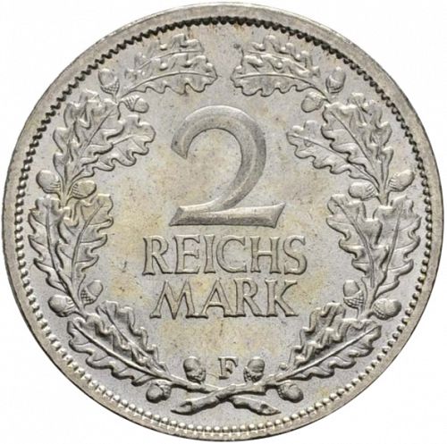 2 Reichsmark Reverse Image minted in GERMANY in 1925F (1924-38 - Weimar Republic - Reichsmark)  - The Coin Database