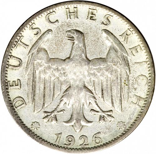 2 Reichsmark Reverse Image minted in GERMANY in 1926A (1924-38 - Weimar Republic - Reichsmark)  - The Coin Database