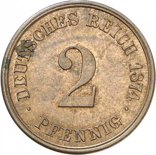 2 Pfenning Obverse Image minted in GERMANY in 1874A (1871-18 - Empire)  - The Coin Database