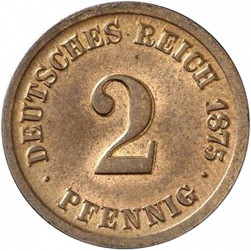 2 Pfenning Obverse Image minted in GERMANY in 1875F (1871-18 - Empire)  - The Coin Database