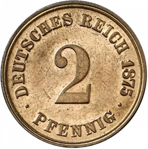2 Pfenning Obverse Image minted in GERMANY in 1875J (1871-18 - Empire)  - The Coin Database