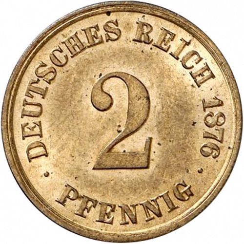 2 Pfenning Obverse Image minted in GERMANY in 1876A (1871-18 - Empire)  - The Coin Database