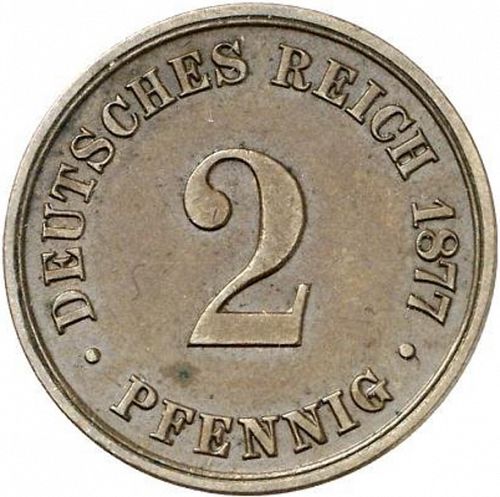 2 Pfenning Obverse Image minted in GERMANY in 1877B (1871-18 - Empire)  - The Coin Database