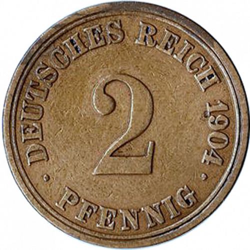 2 Pfenning Obverse Image minted in GERMANY in 1904A (1871-18 - Empire)  - The Coin Database