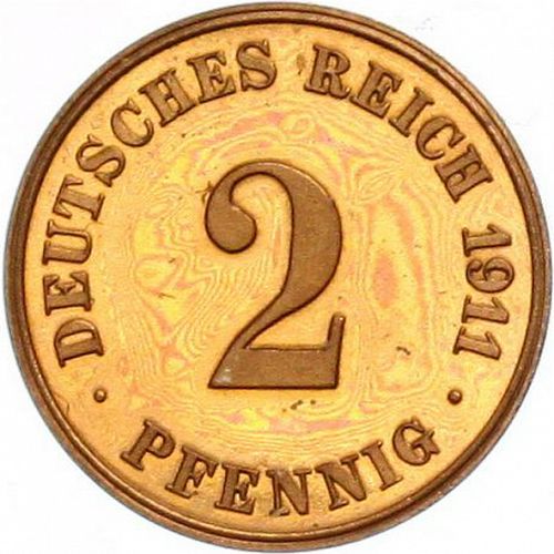 2 Pfenning Obverse Image minted in GERMANY in 1911J (1871-18 - Empire)  - The Coin Database
