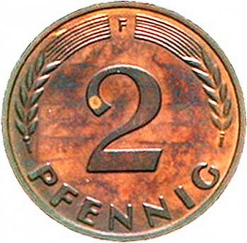 2 Pfennig Obverse Image minted in GERMANY in 1959F (1949-01 - Federal Republic)  - The Coin Database