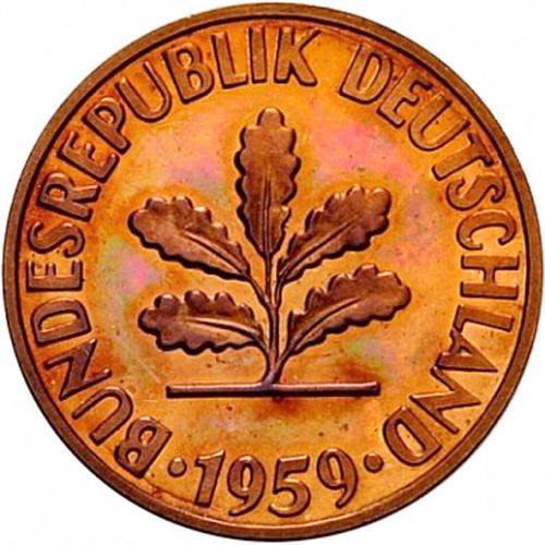 2 Pfennig Obverse Image minted in GERMANY in 1959J (1949-01 - Federal Republic)  - The Coin Database