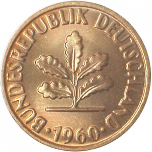 2 Pfennig Obverse Image minted in GERMANY in 1960F (1949-01 - Federal Republic)  - The Coin Database