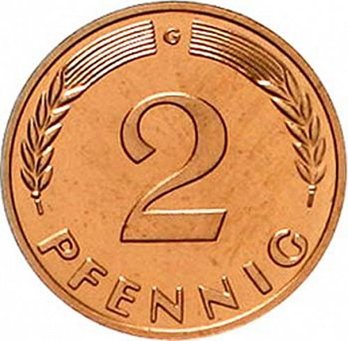 2 Pfennig Obverse Image minted in GERMANY in 1960G (1949-01 - Federal Republic)  - The Coin Database