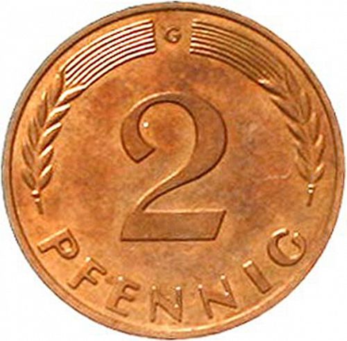 2 Pfennig Obverse Image minted in GERMANY in 1962G (1949-01 - Federal Republic)  - The Coin Database