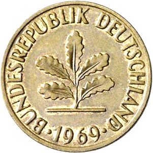 2 Pfennig Obverse Image minted in GERMANY in 1969J (1949-01 - Federal Republic)  - The Coin Database