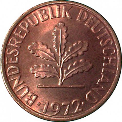 2 Pfennig Obverse Image minted in GERMANY in 1972G (1949-01 - Federal Republic)  - The Coin Database