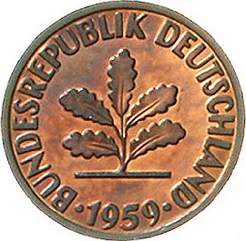 2 Pfennig Reverse Image minted in GERMANY in 1959F (1949-01 - Federal Republic)  - The Coin Database