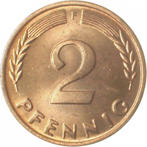 2 Pfennig Reverse Image minted in GERMANY in 1960F (1949-01 - Federal Republic)  - The Coin Database