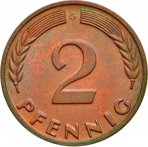 2 Pfennig Reverse Image minted in GERMANY in 1966G (1949-01 - Federal Republic)  - The Coin Database