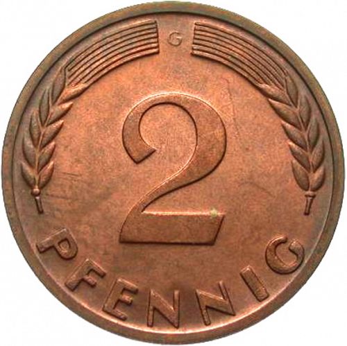 2 Pfennig Reverse Image minted in GERMANY in 1967G (1949-01 - Federal Republic)  - The Coin Database